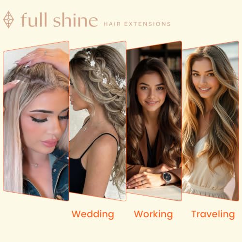 Full Shine Tape-in Hair Extensions 18 Inch Medium Brown Honey Blonde #4/24/4