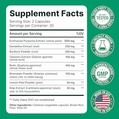 Sculptique Lymphatic Drainage Capsules with Dandelion & Echinacea - 60 Count