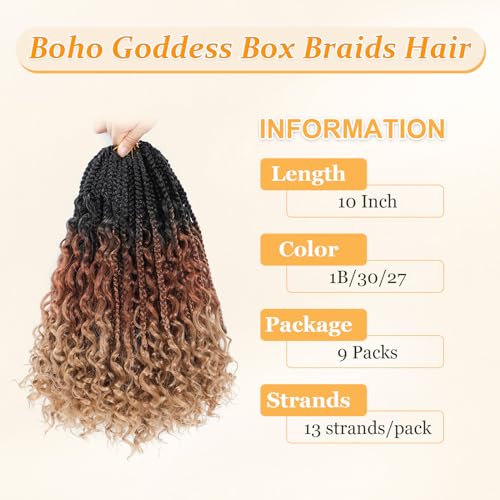 Yewell Goddess Box Braids Crochet Hair 10 Inch 9 Pack