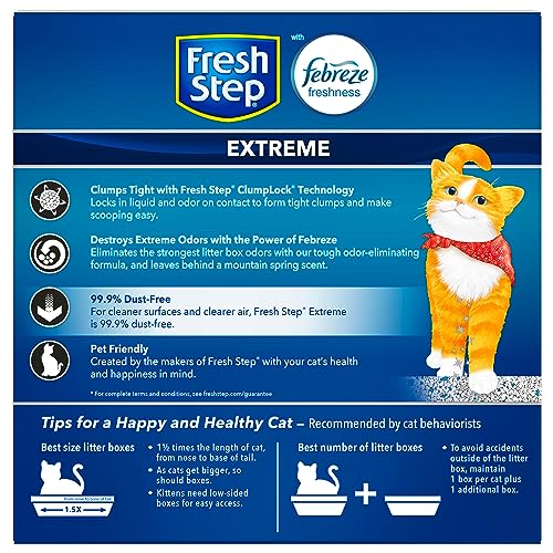 Fresh Step Clumping Cat Litter, Extreme, Long Lasting Odor Control Kitty Litter with Activated Charcoal, Low Dust Formula, 14 lb