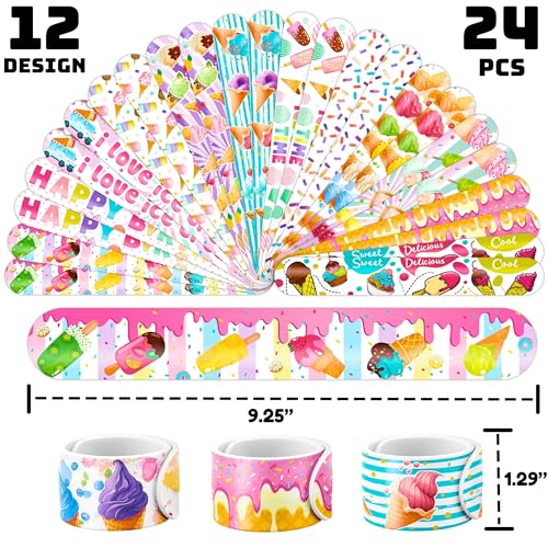 72-Piece Ice Cream Party Favors Set - Tattoos & Slap Bracelets