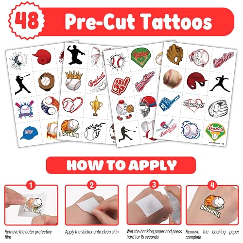 Baseball Party Set - 72 Piece Favor Bundle with Tattoos & Slap Bracelets