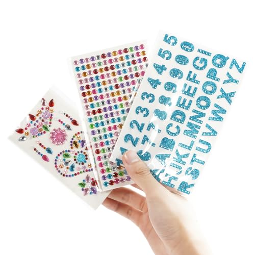 Handheld Mirrors with Gem Stickers - 6 Pack DIY Craft Kit