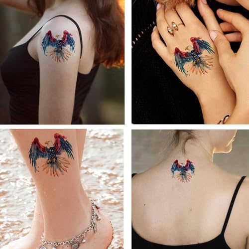 America Flag Tattoo 6 Sheets Temporary Tattoos America Eagle Watercolor Temporary tattoo Neck Arm Chest for Women Men Adults