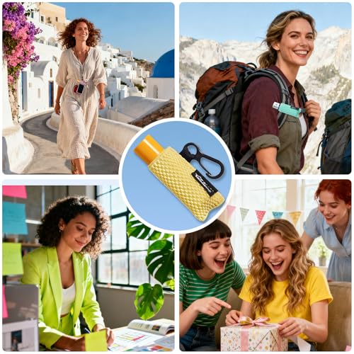 WK IEASON Lip Balm Holder Keychain, Christmas Stocking Stuffers Gifts, 6PCS Clip on Pouch Lip Gloss Holder Compatible With Chapstick Sleeves Holder Key Chains Women Cute Elastic Lipstick Holder