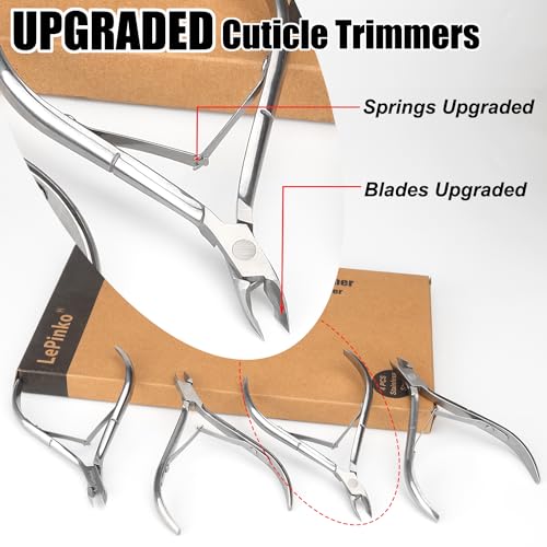 LePinko Professional Cuticle Trimmer Set - 4-Pack 5mm Jaw Cuticle Nippers