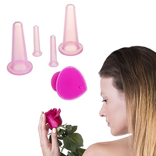 Face Cupping Set - 5 Silicone Cups for Anti-Aging Facial Massage