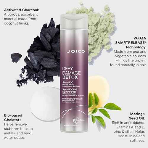 Joico Defy Damage Detox Shampoo | Removes Chlorine, Hard Water Residue, Product Buildup, Metals, & Trace Minerals | Strengthens Bonds & Preserves Hair Color | Vegan | Sulfate-Free