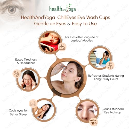 HealthAndYoga¢â ChillEyes Transparent Glass Eye Wash Cup - Effective Eye Rinse and Cleansing ? Eco-Friendly, Non-Reactive, Safe and Comfortable (Clear - Set of 2)