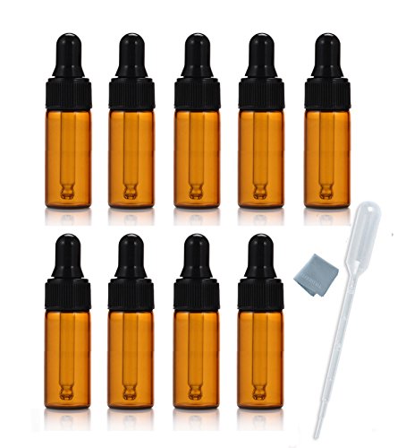 10pcs 5ml Amber Glass Bottles with Eye Dropper