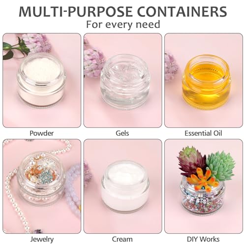 Accmor 10 Pc Glass Cosmetic Jars with Lids & Spatulas