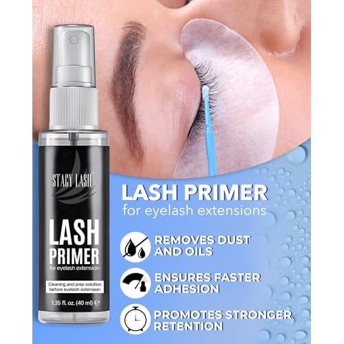 Lightning Speed Eyelash Extensions Glue ? Stacy Lash 5ml + 40ml Primer/ 0.3 Sec Drying time/Retention ? 6-8 Weeks/Lowest Fumes/Maximum Bonding Power/Professional Use Only/Black Adhesive