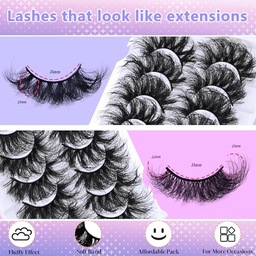 25mm Mink Lashes - Dramatic Wispy D Curl Full Volume