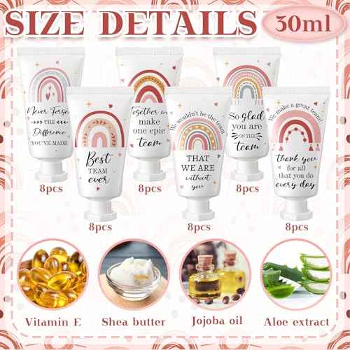 48 Pack Employee Appreciation Team Gifts Bulk Travel Size Hand Cream Inspirational Thank You Gifts Boho Rainbow Hand Lotion Bulk for Teachers Day Christmas Staff Employees Coworkers Women
