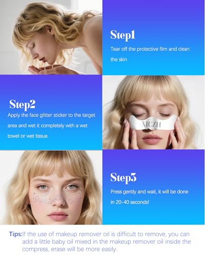 Blue Face Glitter Patches – Festival Rave Makeup Tattoos