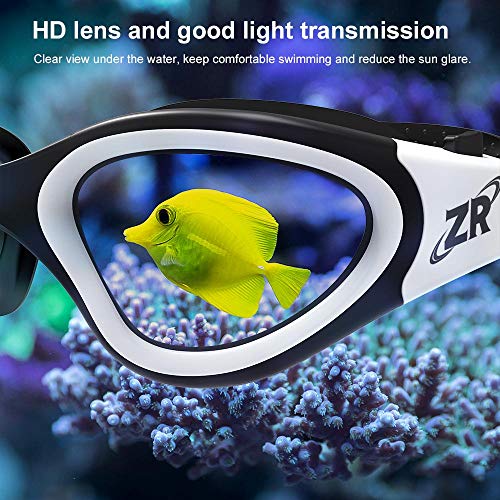 ZIONOR Swim Goggles, G1 Polarized Swimming Goggles UV Protection Leakproof Anti-fog Adjustable Strap for Adult Men Women (Polarized Mirror Blue Lens)