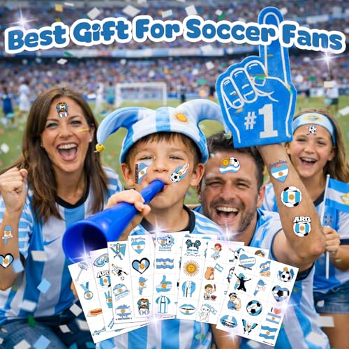 96-Piece Argentina Soccer Temporary Tattoos for Kids