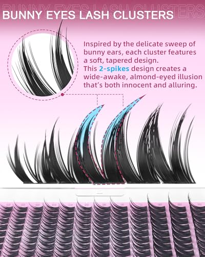 EYDEVRO Bunny Manga Lash Clusters - 120 Pcs Wispy Wet Look Lashes