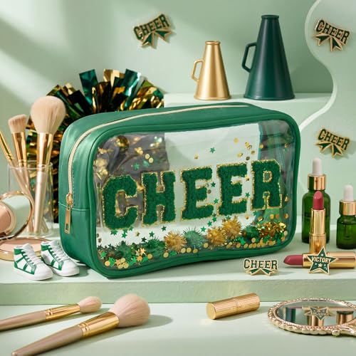 Cheer Makeup Bag with Chenille Letters | 3D Stand-Up Design
