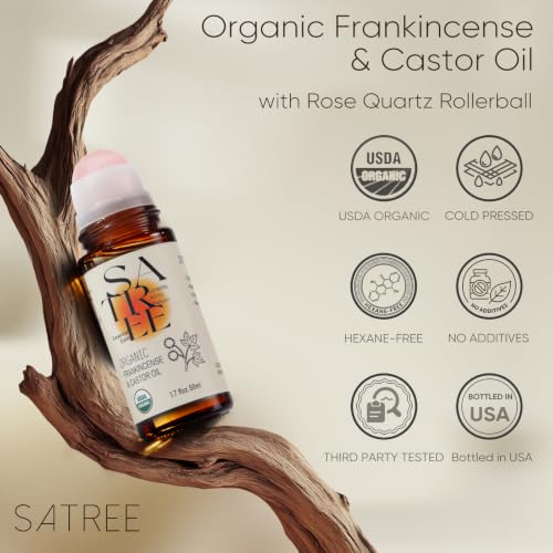 Organic Castor & Frankincense Oil Roll-On with Rose Quartz