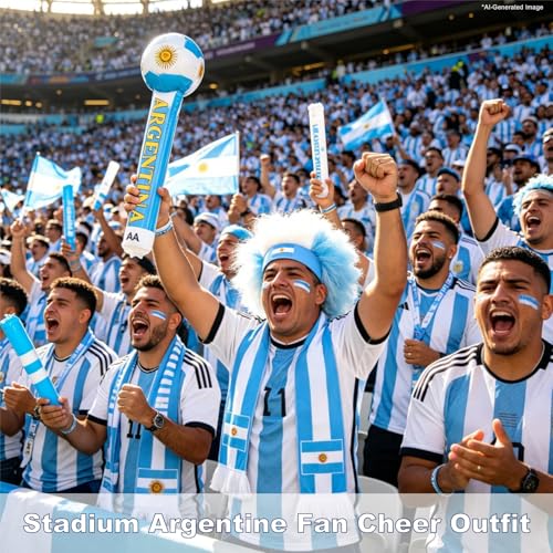 Argentina Soccer Fan Support Kit - 6-Piece Accessory Set