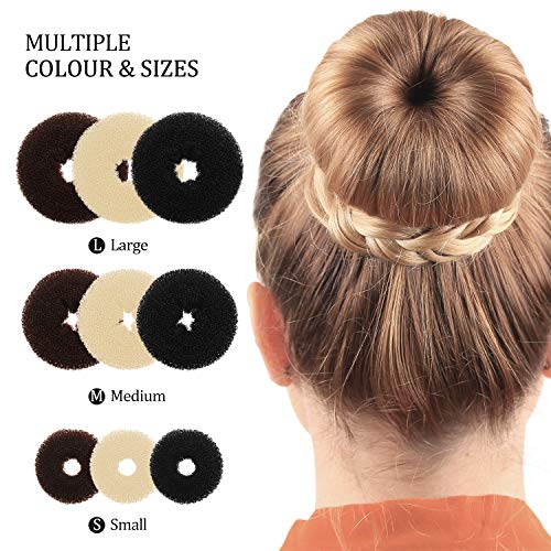 Donut Hair Bun Maker Set - 9 Pieces with Elastics & Bobby Pins