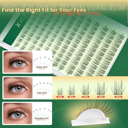 KEYYOU DIY Jungle Lash Kit Fluffy Natural Eyelash Clusters for Everyday Style
