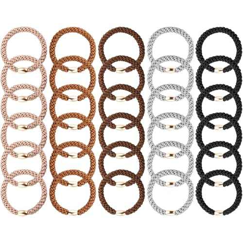 Hair Ties No Damage, Funtopia 30 Pcs Ponytail Holders Braided Hair Ties for Thick Hair, Elastics Hair Bands for Women Hair