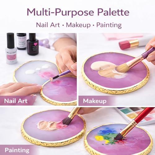 Resin Nail Art Palette with Gold Edge - Gel Polish Mixer