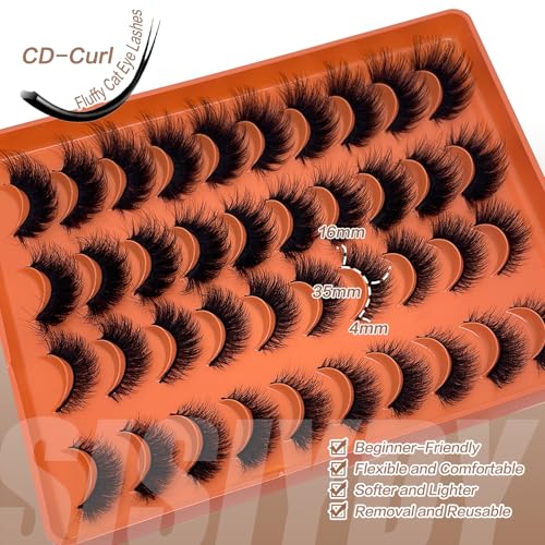 Cat Eye Lashes Strips 3d Faux Mink Eyelashes Fluffy False Lash Fox Eye Dramatic Volume Cateye Lashes 18mm Soft Eyelashes Strips Pack Natural Look 2 Styles YH311