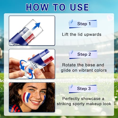 3-in-1 Face Paint Stick for Sports Fans - France Colors