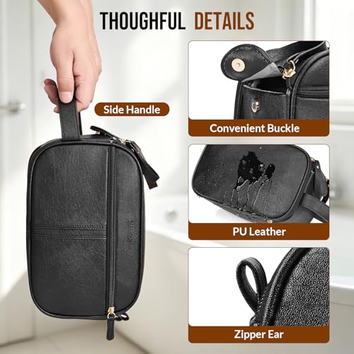 Men's Water-Resistant PU Leather Toiletry Bag Organizer