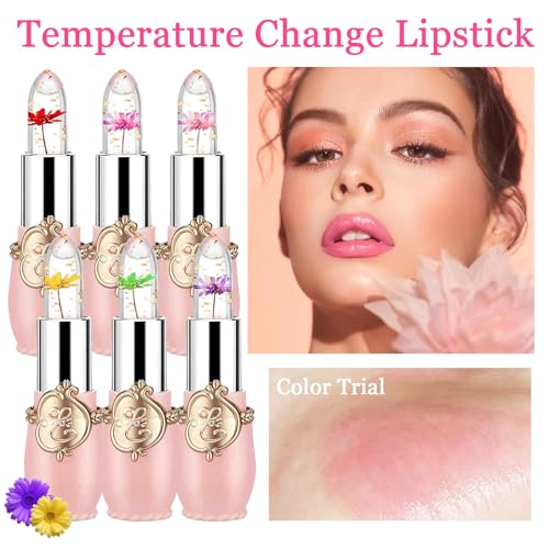 6PCS Color Changing Flower Jelly Lipstick Set - Waterproof