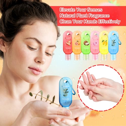 24 Pack Scented Hand Sanitizer Keychain - 1 oz Bulk Travel Size