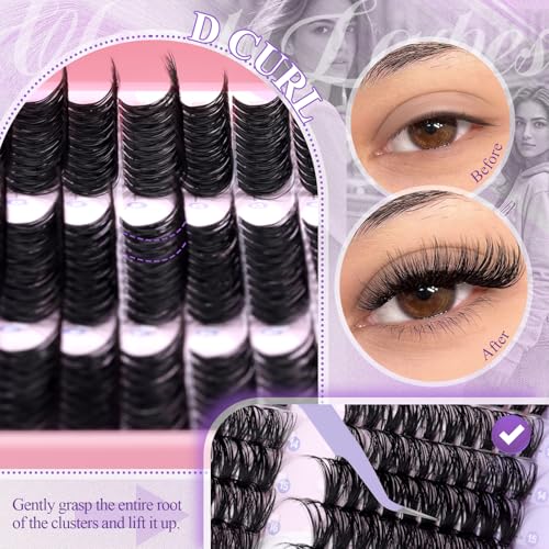 Lash Clusters 60D 300PCS Volume Cluter Eyalshes 9-16mm Wispy Eyelash Clusters Lashes D Curl DIY Lash Exyension Soft Individual Lashes Clusters By WENDY LASHES