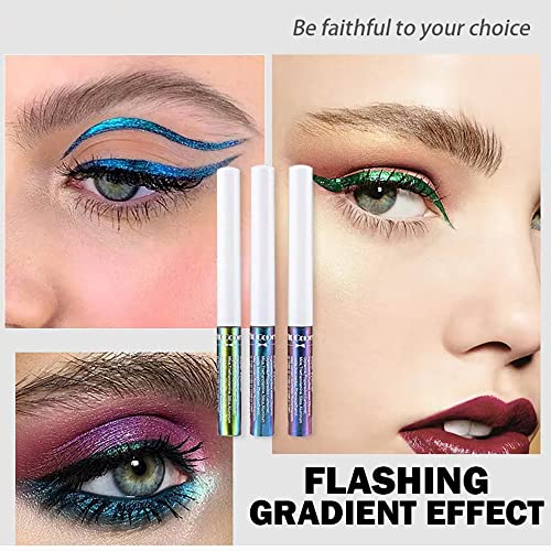 Mysense Chameleon Liquid Glitter Eyeliner, Metallic Satin Eyeliner Liquid Liner Multi-Reflective Sparkle Finish, Smudge-proof Long-lasting Glitter Eye Shadow Makeup, #01 Gold