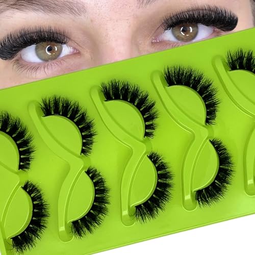 Short Fluffy Lashes Cat Eye Wispy Faux Mink Natural Strip False Lashes Volume 3D Cateye Eyelashes Natural Look