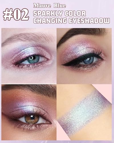 Duochrome Glitter Eyeshadow Palette - Mauve Blue Waterproof