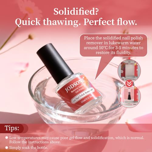 JODSONE Quick Gel Nail Polish Remover Kit with Cuticle Pusher & File (15ml)