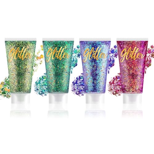 CHASPA Rave Festival Body Glitter Gel 4-Pack - Color Changing Shimmer