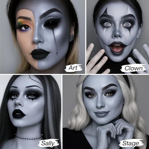 Grey Face Paint Foundation - Washable, Non-Toxic Makeup for Halloween & Cosplay