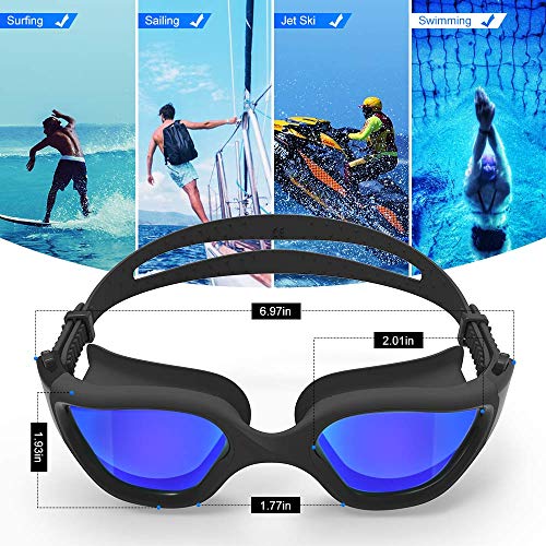 ZIONOR Swim Goggles, G1 Polarized Swimming Goggles UV Protection Leakproof Anti-fog Adjustable Strap for Adult Men Women (Polarized Mirror Blue Lens)