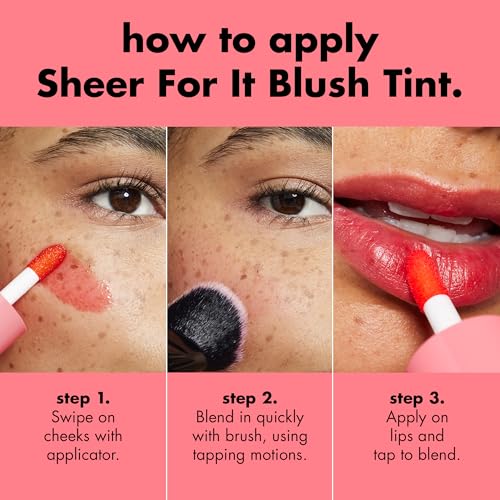 e.l.f. Sheer For It Blush & Lip Tint Cherry Cola 0.22 Fl Oz - Hydrating, Buildable Color