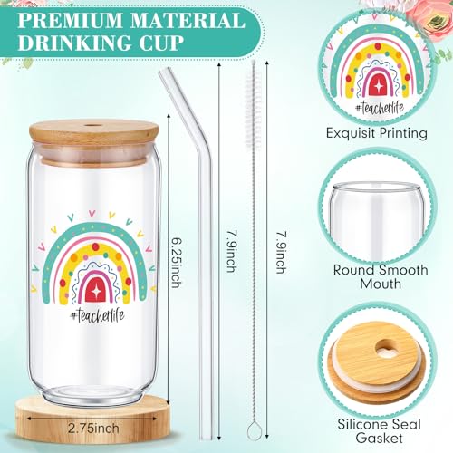 Hushee 6 Pcs Christmas Teacher Gift for Women 2 Set Appreciation Gift Include Teacher Tote Bag Tumbler and Makeup Bag