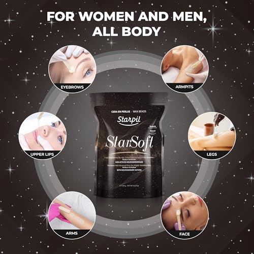 Starpil Wax 1000g - StarSoft Film Hard Wax Beads Bag 2.2lb. Professional Hair Removal Wax for Estheticians. Wax Beans for Sensitive Skin.