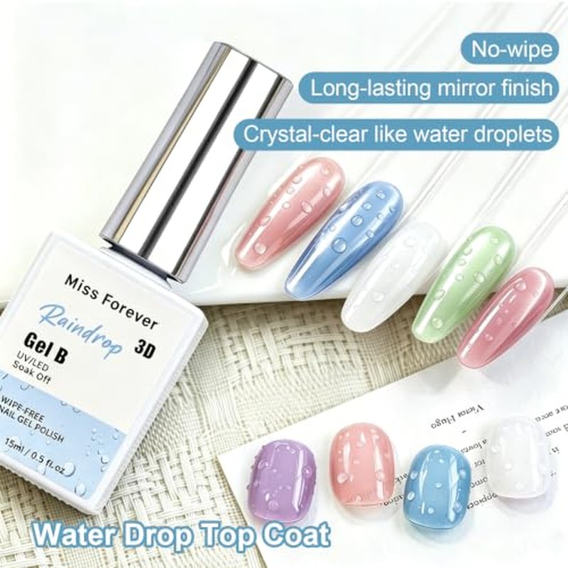 3D Water Drop Gel Top Coat - UV/LED Soak Off Nail Art Kit (2x12ml)