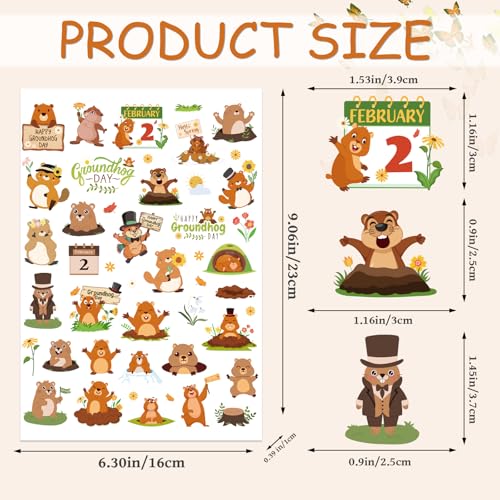 Groundhog Day Temporary Tattoos, 8 Sheets 300+ Designs