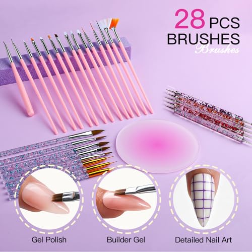 Teenitor Nail Art Kit with 3D Charms, Rhinestones & Brushes