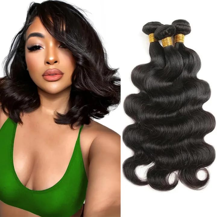 Brazilian Body Wave Hair Bundles 12" 3-Pack Virgin Hair
