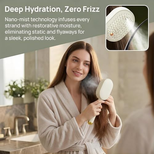 Electric Air Cushion Brush with Water Mist Spray for Frizzy Hair